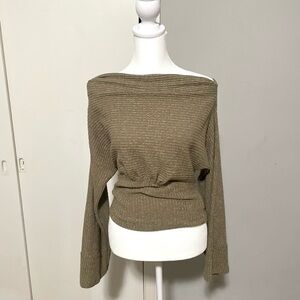 🔺SOLD🔻Free People We The Free Waffle Knit Boat Neck Top